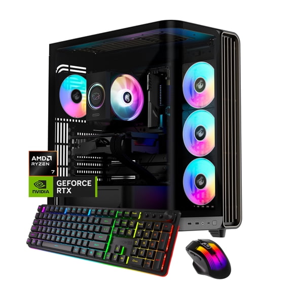 iBUYPOWER Trace Gaming PC Desktop Computer AMD Ryzen 7 9700F CPU, NVIDIA GeForce RTX 5060Ti 16GB GPU, 16GB DDR5 5200MHz RAM, 1TB NVMe SSD, Windows 11 Home, Gamer Keyboard and Mouse - TBA7N56T01