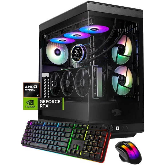 iBUYPOWER Y40 Gaming PC Desktop Computer AMD Ryzen 7 9800X3D CPU, NVIDIA GeForce RTX 5070Ti 16GB GPU, 32GB DDR5 RAM, 1TB NVMe SSD, Windows 11 Home, Keyboard, Mouse Black