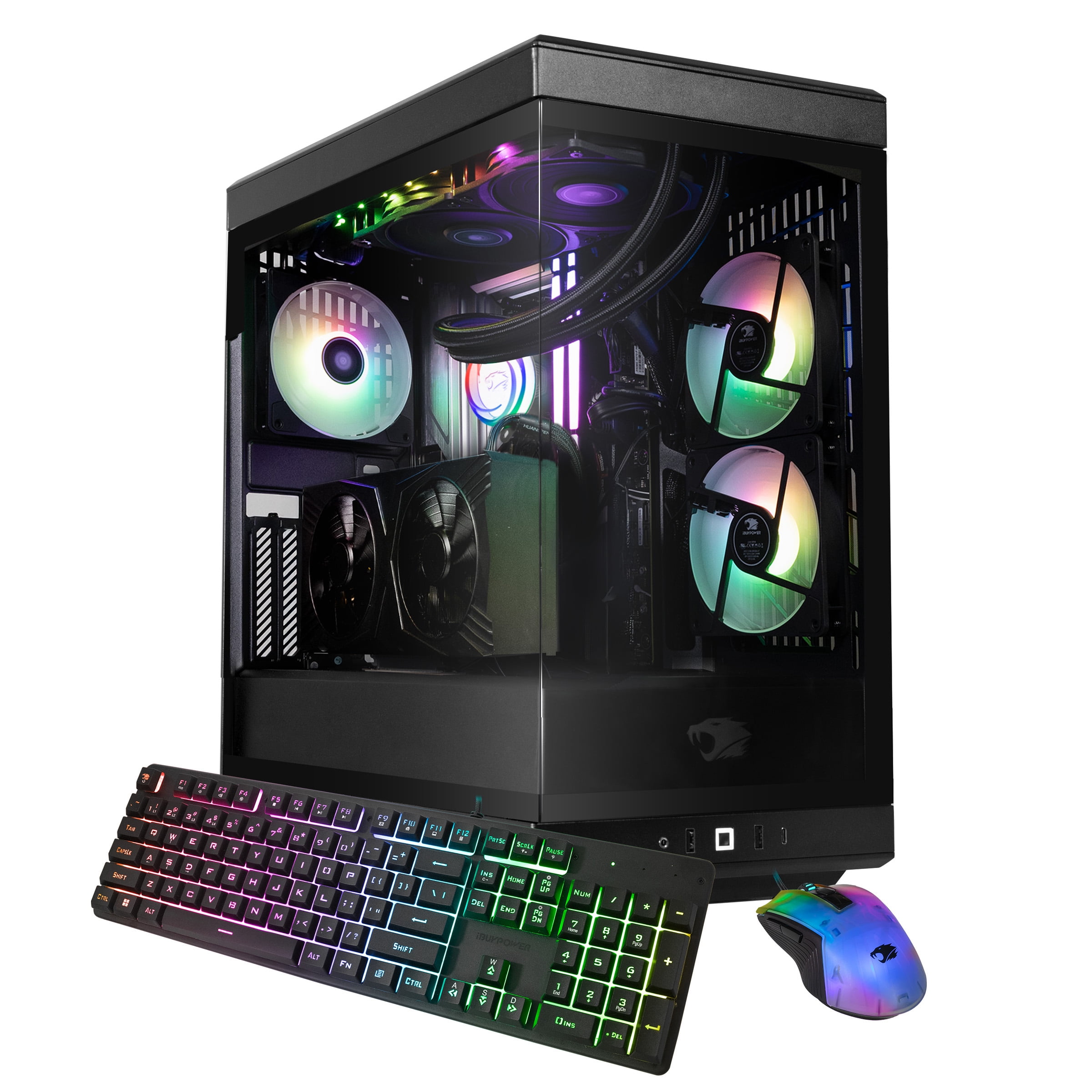 iBUYPOWER Y40 PRO Computadora de Escritorio para Juegos Negra AMD Ryzen 9 7900X CPU, NVIDIA GeForce RTX 5070Ti 16GB GPU, 32GB DDR5 RGB 5200MHz RAM, 2TB NVMe SSD, Windows 11 Home, Teclado, Mouse - Y40BA9N57T01