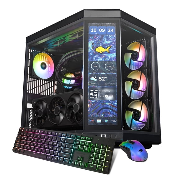 iBUYPOWER Y70TI Gaming PC Desktop Computer with HYTE Touch Screen Case, AMD Ryzen 7 9800X3D CPU, NVIDIA RTX 5080 16GB GPU, 32GB DDR5 RGB RAM, 2TB SSD, Windows 11 Home, Keyboard, Mouse-Y70TIBA7N5801