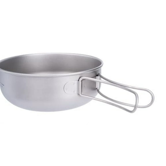 iBasingo 3-Piece Set Titanium Pot Set Camping Cooking Pan with Folding-Handle Outdoor Camp Cookware Pot Sets