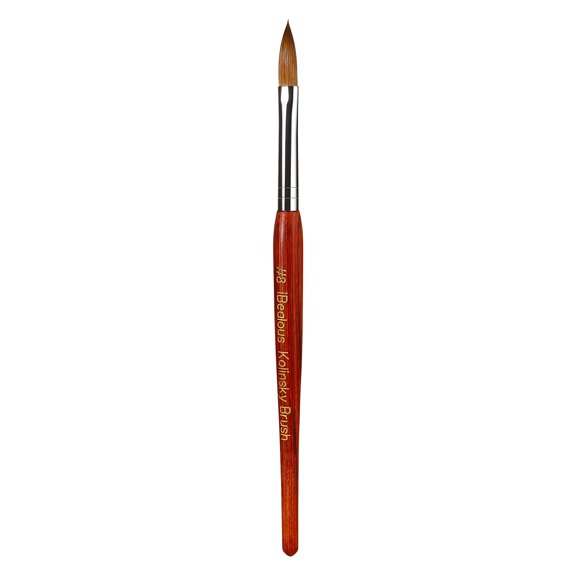 iBealous Kolinsky Acrylic Nail Brush, Professional Red Wood Sable Acrylic Nail Art Brush, Oval Shaped Nail Acrylic Brush for Nail Extension Carved 3D Home Salon Tech Beginner (Size 8) ALT2