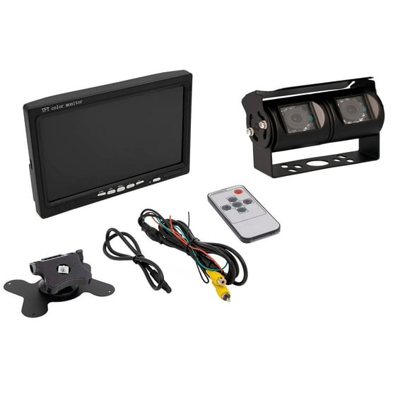 iBeam TE-7VS, TE-CCDL1 7 Inch Dash Mount Monitor Universal Dual-View Camera for Commercial Vehicles