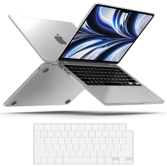 iBenzer Compatible with 2025 2024 2023 2022 MacBook Air 13 inch Case M4 A3240 M3 A3113 M2 A2681, Hard Shell Case with Keyboard Cover for New Mac Air 13.6" with Touch ID, Clear, W-MAT13-KK-CL+1