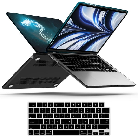 iBenzer Compatible with 2025 2024 2023 2022 MacBook Air 13 inch Case M4 A3240 M3 A3113 M2 A2681, Hard Shell Case with Keyboard Cover for New Mac Air 13.6" with Touch ID, Dragon, W-MAT13-KK-DRN+1