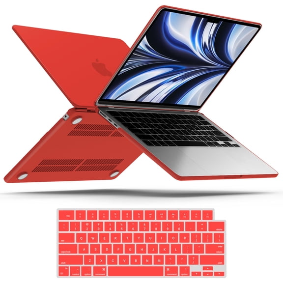 iBenzer Compatible with 2025 2024 2023 2022 MacBook Air 13 inch Case M4 A3240 M3 A3113 M2 A2681, Hard Shell Case with Keyboard Cover for New Mac Air 13.6" with Touch ID, Red, W-MAT13-KK-RD+1