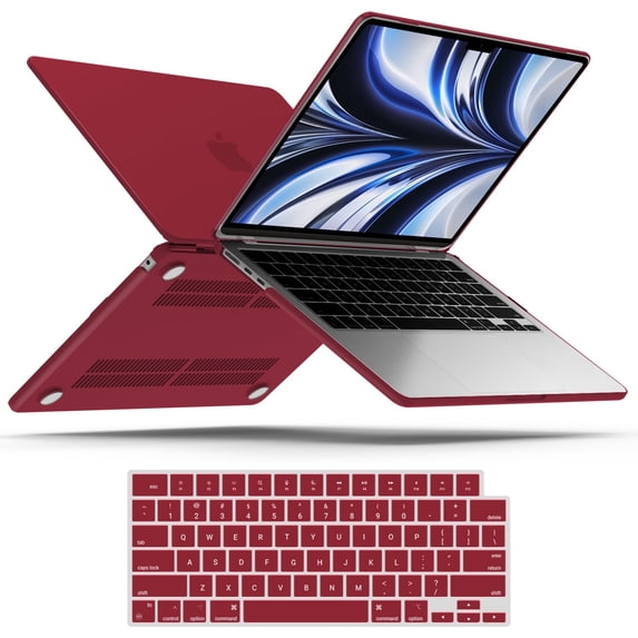 IBENZER MacBook Air 13 inch case 2025 2024 2023 2022 M5 A3449 M4 A3240 M3 A3113 M2 A2681, Hard Shell Case with Keyboard Cover for Mac Air 13.6" with Touch ID, Wine Red, W-MAT13-KK-WR+1