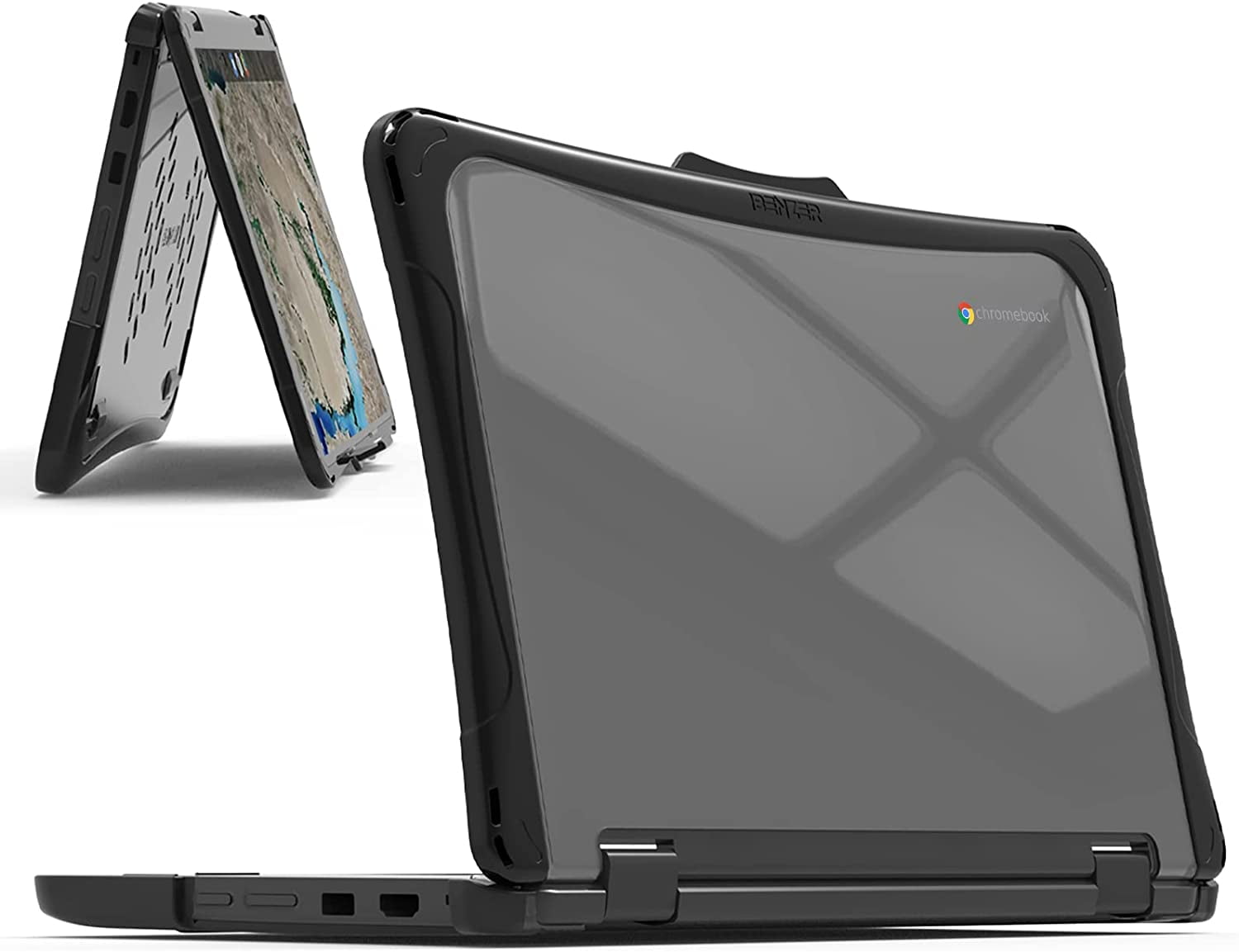 iBenzer Hexpact Case for Lenovo 300e/300w/500e/500w Gen 3 Chromebook 2-in-1 11", Heavy Duty Case for K-12 Students, Protective Case with Screen Lock, BK, W-LNV300E3-BK
