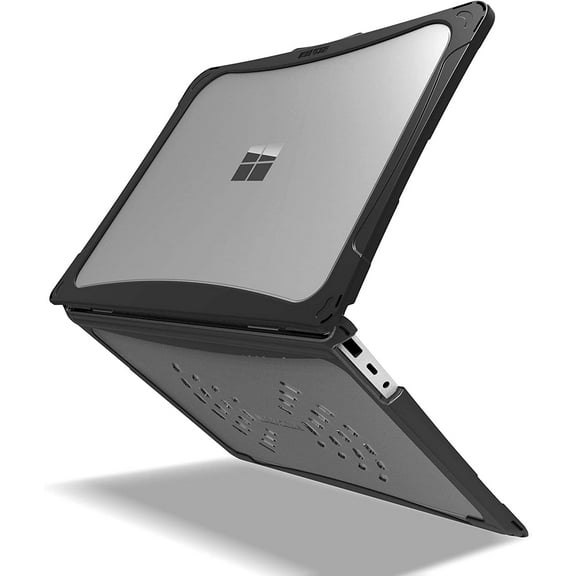 iBenzer Hexpact Case for Microsoft Surface Laptop Go 2/1 12.4 inch 2022-2020 (2013/1943), Heavy Duty Protective Case with Screen Lock fits 12.4” Surface Laptop Go 2/1, K-12 Student, Black, W-MS-LG-BK