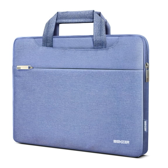 iBenzer Laptop Sleeve Bag for 13 13.3 14 inch MacBook Air/MacBook Pro/HP/Asus/Acer/Samsung/Dell Notebook, Carrying Case with Pockets, Trolley Belt & Carrying Handle, Black, Serenity Blue, W-SLD13-SRL