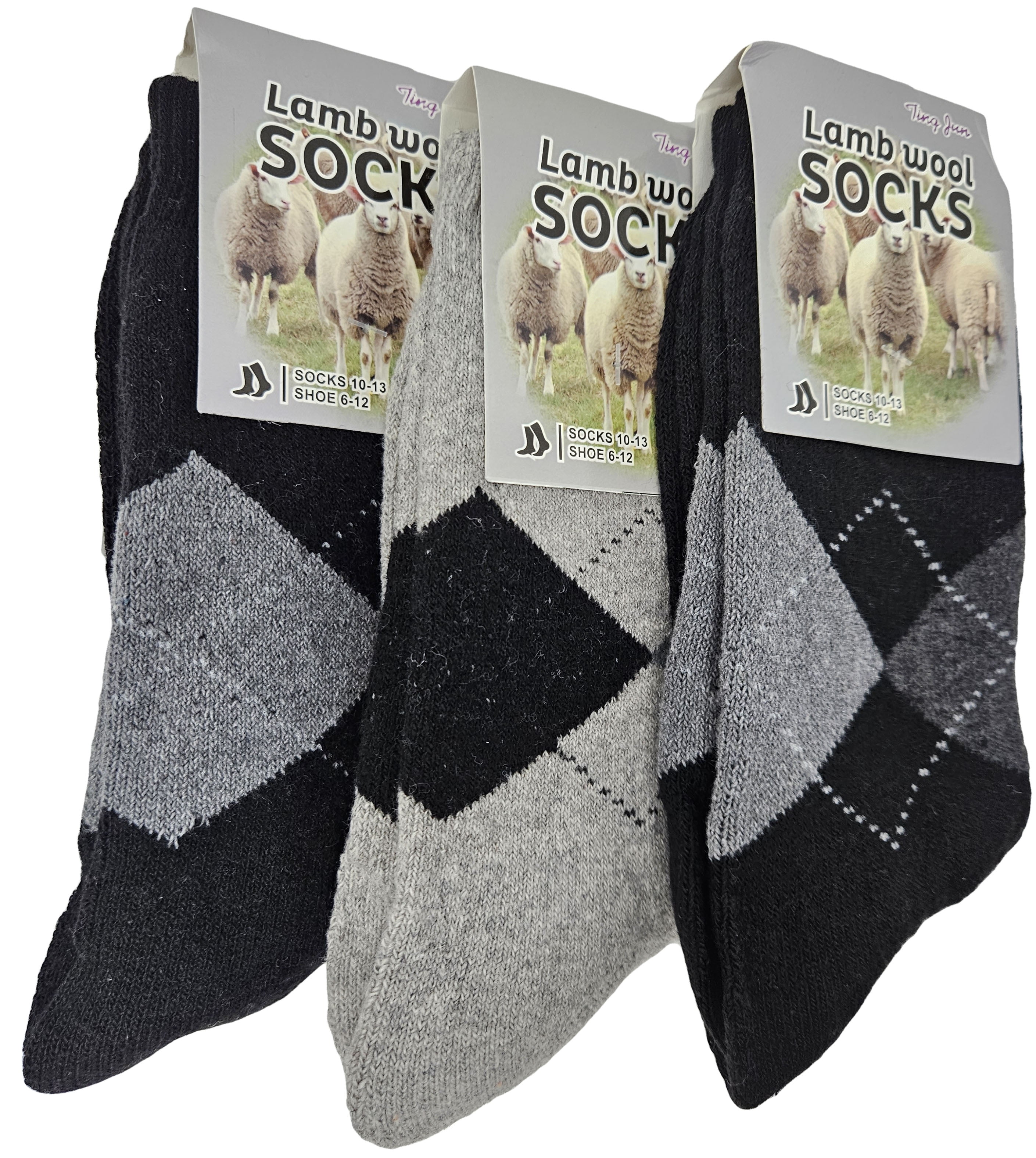 iBerryNY Men Lamb Wool Socks, Warm Winter Thermal Hiking Crew Socks, 6 ...