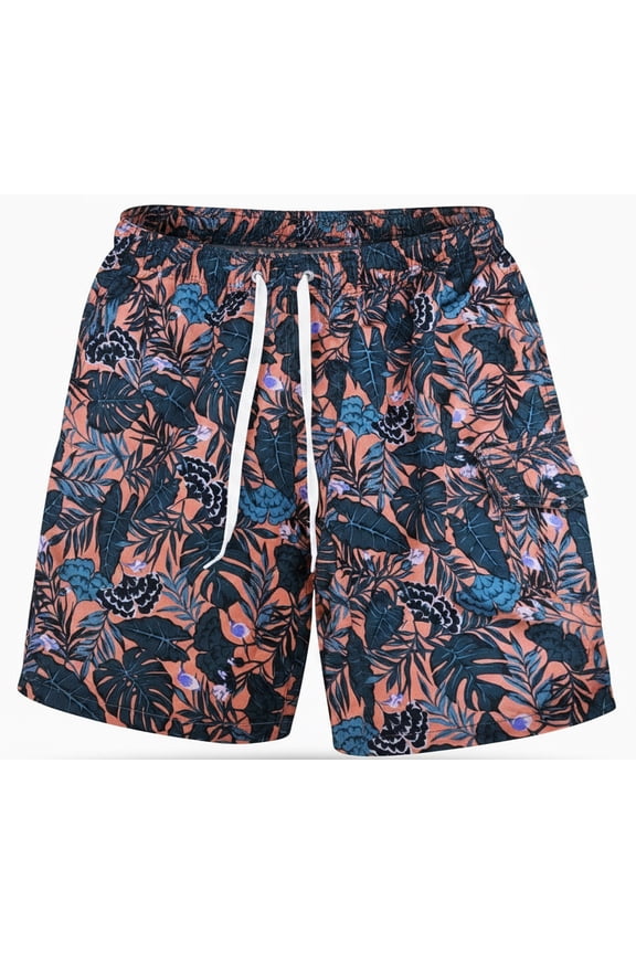 Men Swimming Trunks, Quick-Dry Lightweight Beach & Pool Shorts w/ Pockets, Coral, Medium