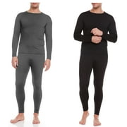 IBERRYNY Men Thermal Underwear, Microfiber Fleece Long John, 2-Pack, Black/White X-Large