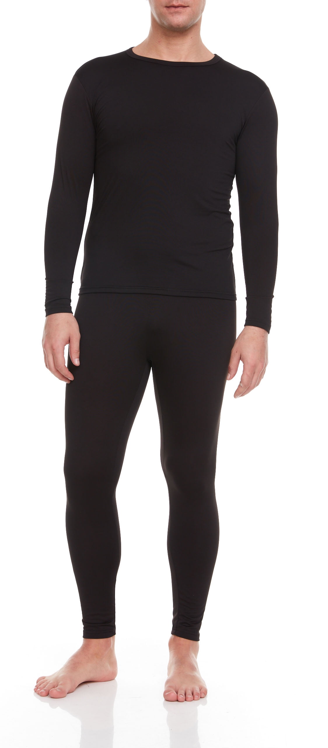 iBerryNY Men Thermal Underwear, Microfiber Fleece Long John, Black