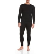 IBERRYNY Men Thermal Underwear, Microfiber Fleece Long John, Black Medium