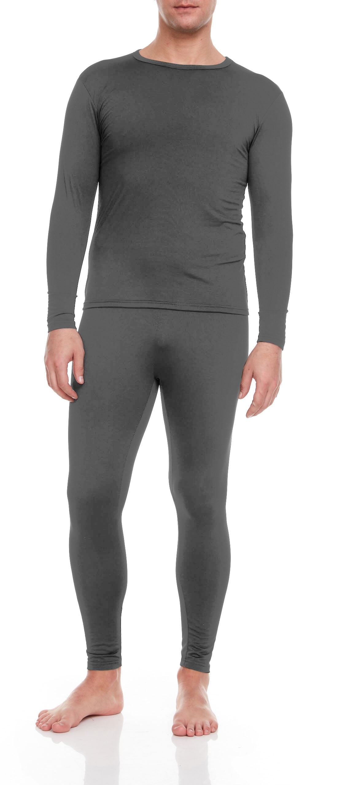 iBerryNY Men Thermal Underwear, Microfiber Fleece Long John, Charcoal