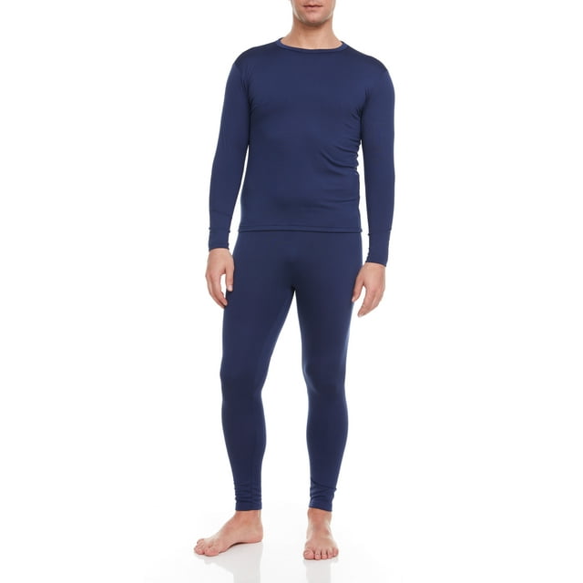 iBerryNY Men Thermal Underwear, Microfiber Fleece Long John, Navy 2X