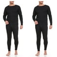 thumbnail image 1 of iBerryNY Men Thermal Winter Underwear Long John 100% Cotton Fleece, Black/Black, 2 Pairs, 2X-Large, 1 of 2