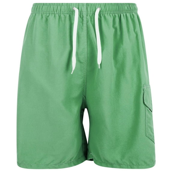 iBerryNY Mens Swim Trunks Adult Male Board Shorts Quick Dry, Cargo Pocket, Green, Large