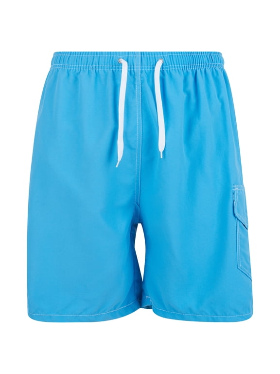 Mens Swim Trunks Adult Male Board Shorts Quick Dry, Cargo Pocket, Turquoise, X-Large