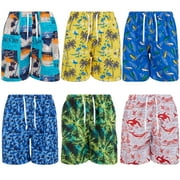 iBerryNY Mens Swim Trunks Cargo Swimming Shorts Adult Male Bathing Suit Pockets, 6 Pairs Large