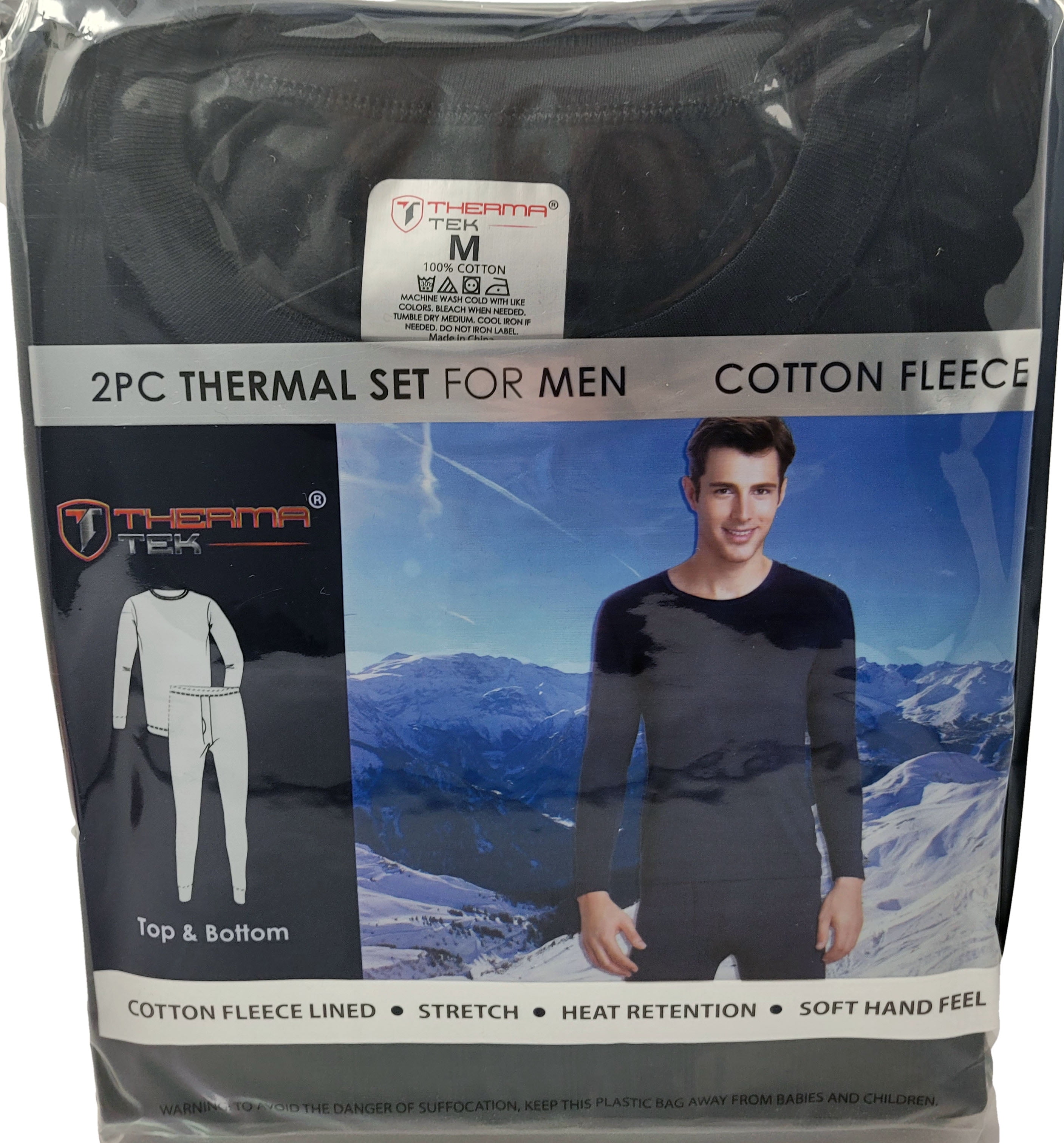 iBerryNY Mens Thermal Top Bottom Underwear Long John Set, 100 Cotton