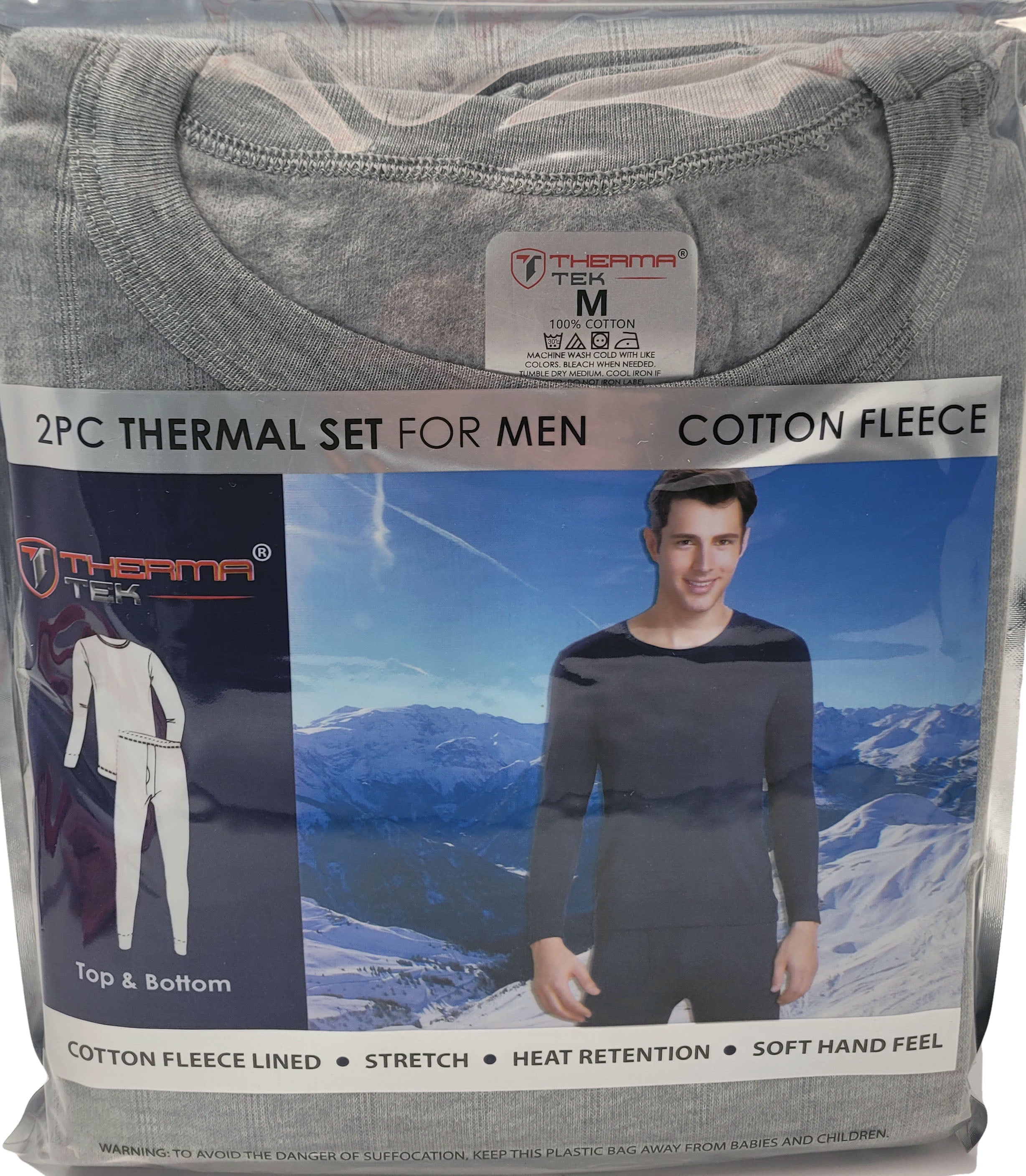 iBerryNY Mens Thermal Top Bottom Underwear Long John Set, 100 Cotton