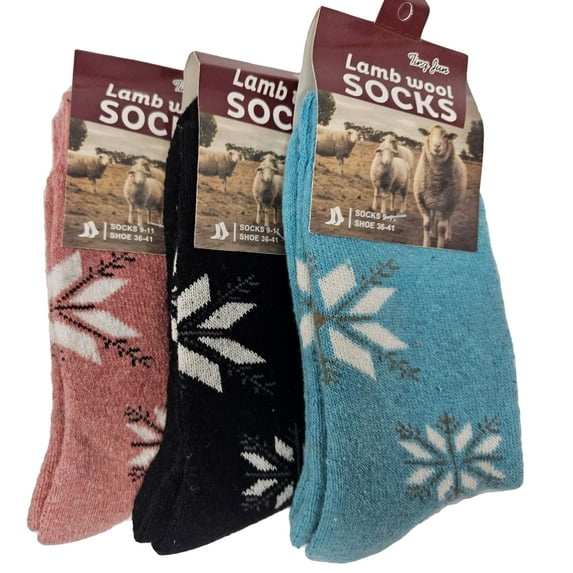 iBerryNY Women Lamb Wool Socks Thermal Warm Winter Hiking Boot Crew, 3-Pack