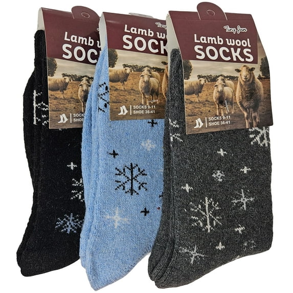 iBerryNY Women Lamb Wool Socks Thermal Warm Winter Hiking Boot Crew, 3-Pack