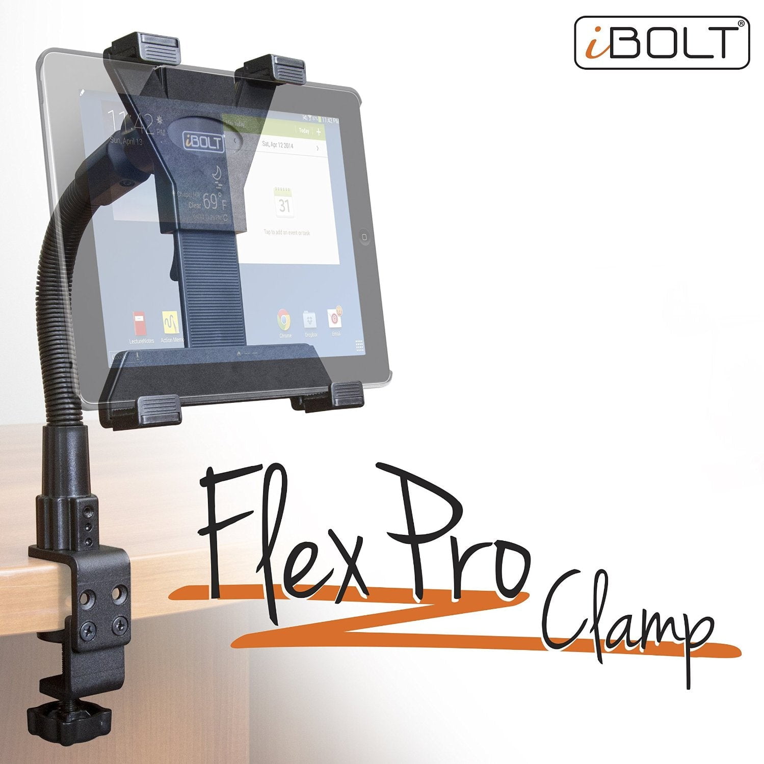 Samsung Galaxy Tab 2 10.1 Quick Release Heavy Duty 12inch Flexible Clamp Tablet Mount (sku 16486) main image 1