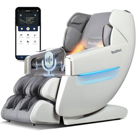 iBooMas 2024 4D Full Body Massage Chair Zero Gravity Shiatsu Recliner,SL Track Massage Chair with Heating White