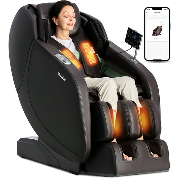 iBooMas 2024 Massage Chair Full Body Zero Gravity Shiatsu massager with SL Track,Heat,Blutooth(Brown)