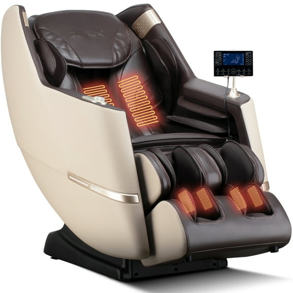 iBooMas Massage Chair, 2025 SL-Track Zero Gravity Shiatu Massage Chairs Full Body Recliner, APP, Touch Screen, Foot Rollers, Airbags, Bluetooth, Body Scan, Thai Stretch(Brown)