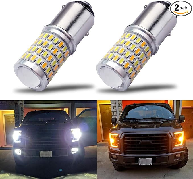 iBrightstar Newest Super Bright 1157 2057 2357 7528 BAY15D P21/5W Switchback LED Bulbs with Projector Replacement for Daytime Running Lights/DRL and Turn Signal Lights, White/Amber