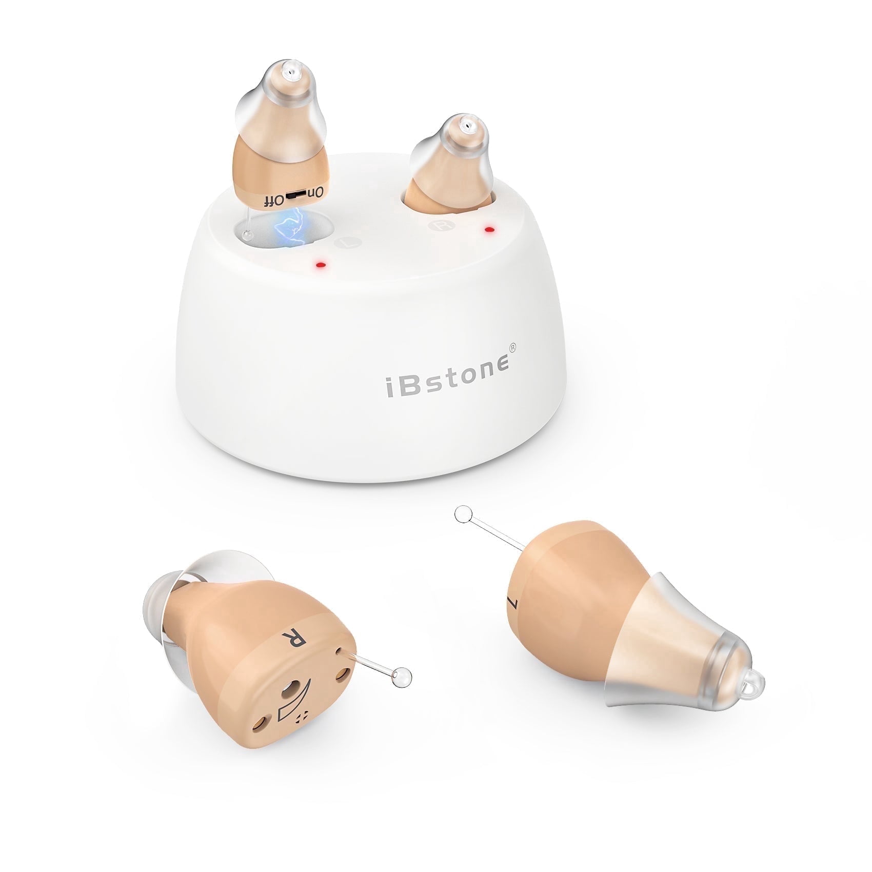 iBstone HA-K19 Rechargeable hearing aids, Completely-in-Canal (CIC) Mini aid for Seniors & Adults, Good Gift for Mother's Day, Beige, Pair