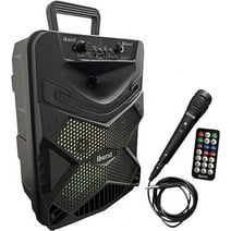iBurst Portable Bluetooth PA Speaker System 600W Rechargeable Outdoor Subwoofer, Microphone in, Party Lights, USB, Radio, Wired Microphone + Remote Stereo Loud Sound (IB12)