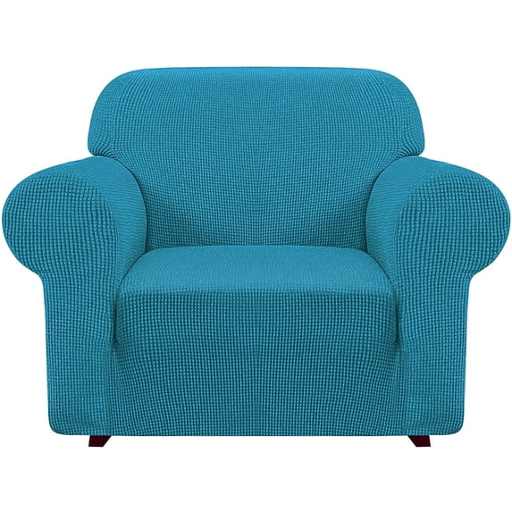 iCOVER Chair Sofa Slipcover, One Piece High Stretch Armchair Couch Cover, Machine Washable Spandex Jacquard Fabric, Bottom Elastic Easy to Install, Non-Slip Furniture Protector,Navy