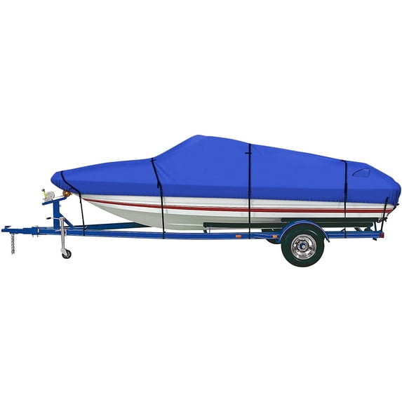 iCOVER Trailerable Boat Cover, 600D Waterproof Heavy Duty Marine Grade Canvas 16ft-18.5ft Long and 94" Wide