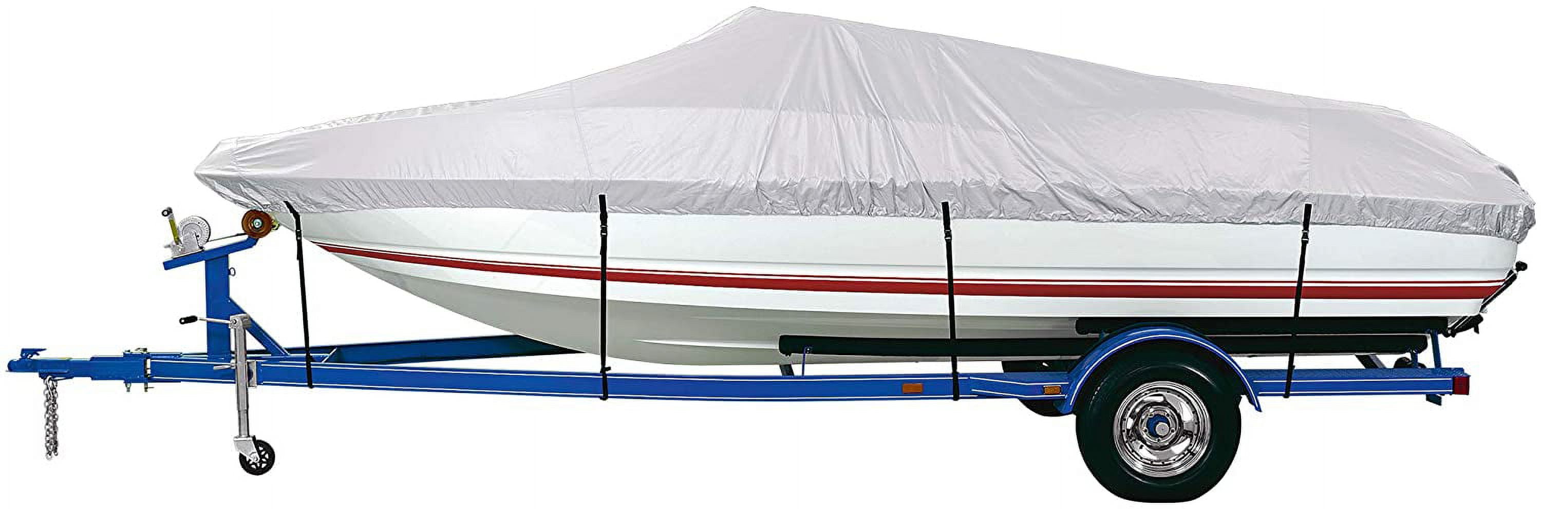 Heavy Duty Gray Waterproof Boat Cover for 17ft-19ft V-Hull
