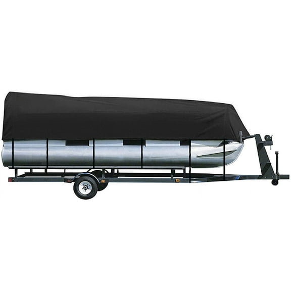iCOVER Trailerable Pontoon Boat Cover, Fits 17 to 20ft Long & Beam Width up to 102in Pontoon Boat with Storage Bag (Black 17'-20')