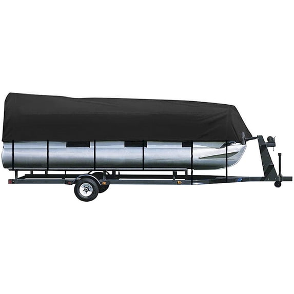 iCOVER Trailerable Pontoon Boat Cover, Fits 17 to 20ft Long & Beam Width up to 102in Pontoon Boat with Storage Bag (Black 17'-20')