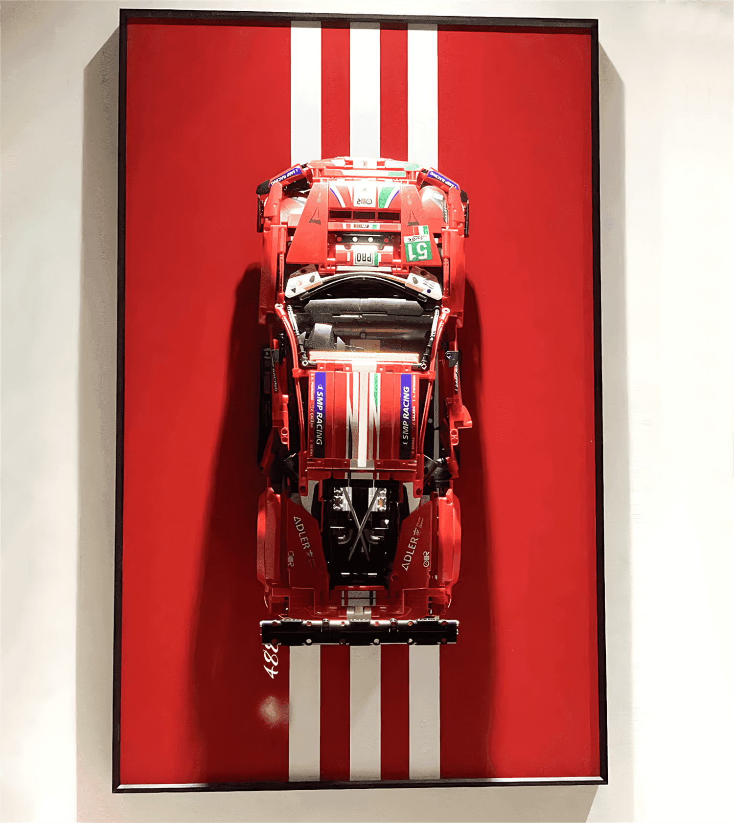 iCUANUTY Display Wallboard for Lego Technic Ferrari 488 GTE AF Corse 51 42125, Adult Collectibles Car Wall Mount for Building Blocks frame, Gifts for Lego Lovers (Only Display Wallboard)