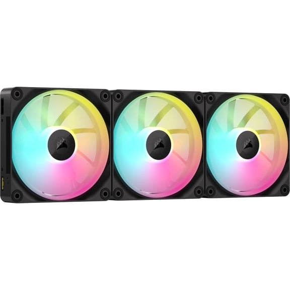 iCUE Link LX120 RGB 120mm PWM Fans iple Pack Dual Light Loops Includes iCUE Link System Hub AirGuide Technology Black