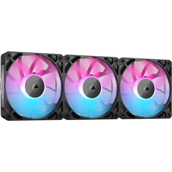 iCUE Link RX120 RGB 120mm PWM Fans with iCUE Link System Hub - Magnetic Dome Bearing - iple Pack - Black