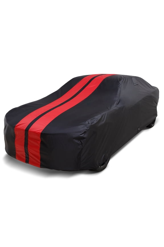 Waterproof Custom Fit Premium Car Cover for 1978-1985 Mazda RX-7 (Black / Red)