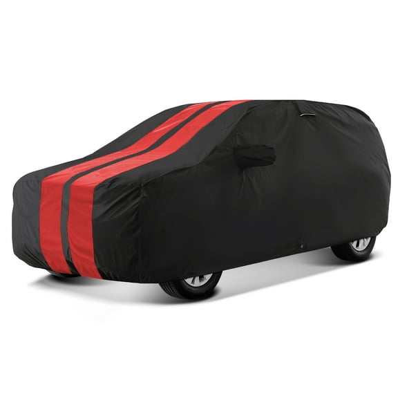 iCarCover Waterproof Custom Fit Premium Car Cover for 2003-2008 Isuzu Ascender 7-passenger (Black / Red)