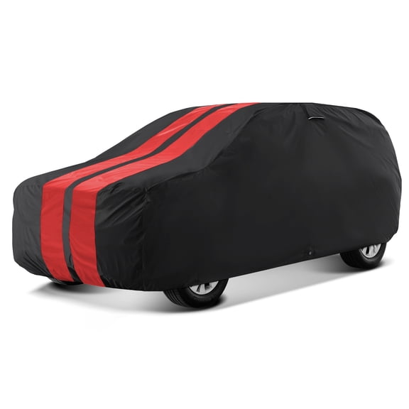 iCarCover Waterproof Custom Fit Premium SUV Car Cover for 1999-2004 Geo Tracker 2-Door (Black / Red)