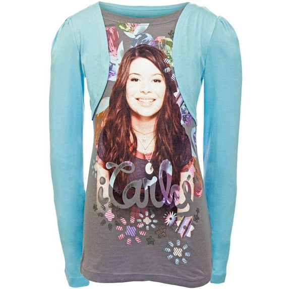 iCarly - Smile Girls Youth 2fer Long Sleeve T-Shirt - Large