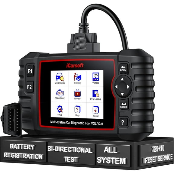 iCarsoft Bidirectional Diagnostic Scanner for Volvo/SAAB, Upgraded VOL V3.0 OBD2 Scan Tool 39 Resets,Battery Registration, All System Actuation Test Live Graph Data Engine Fault Code Reader