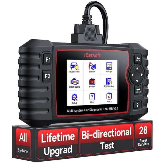 iCarsoft Bidirectional Diagnostic Tool for Mercedes-Benz/Sprinter/Smart, 28+ Reset Service OBD2 Full System Scanner, Battery Test/Actuation Test, Auto VIN, Quick Scan-MB V3.0(Enhance Version)